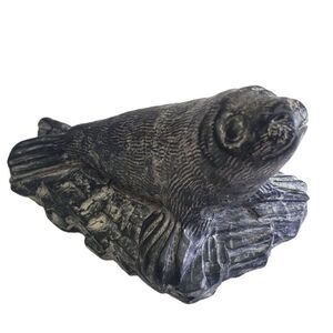 Wolf Original Canadian Soapstone Sea Lion Seal Carving Handmade Art Vintage